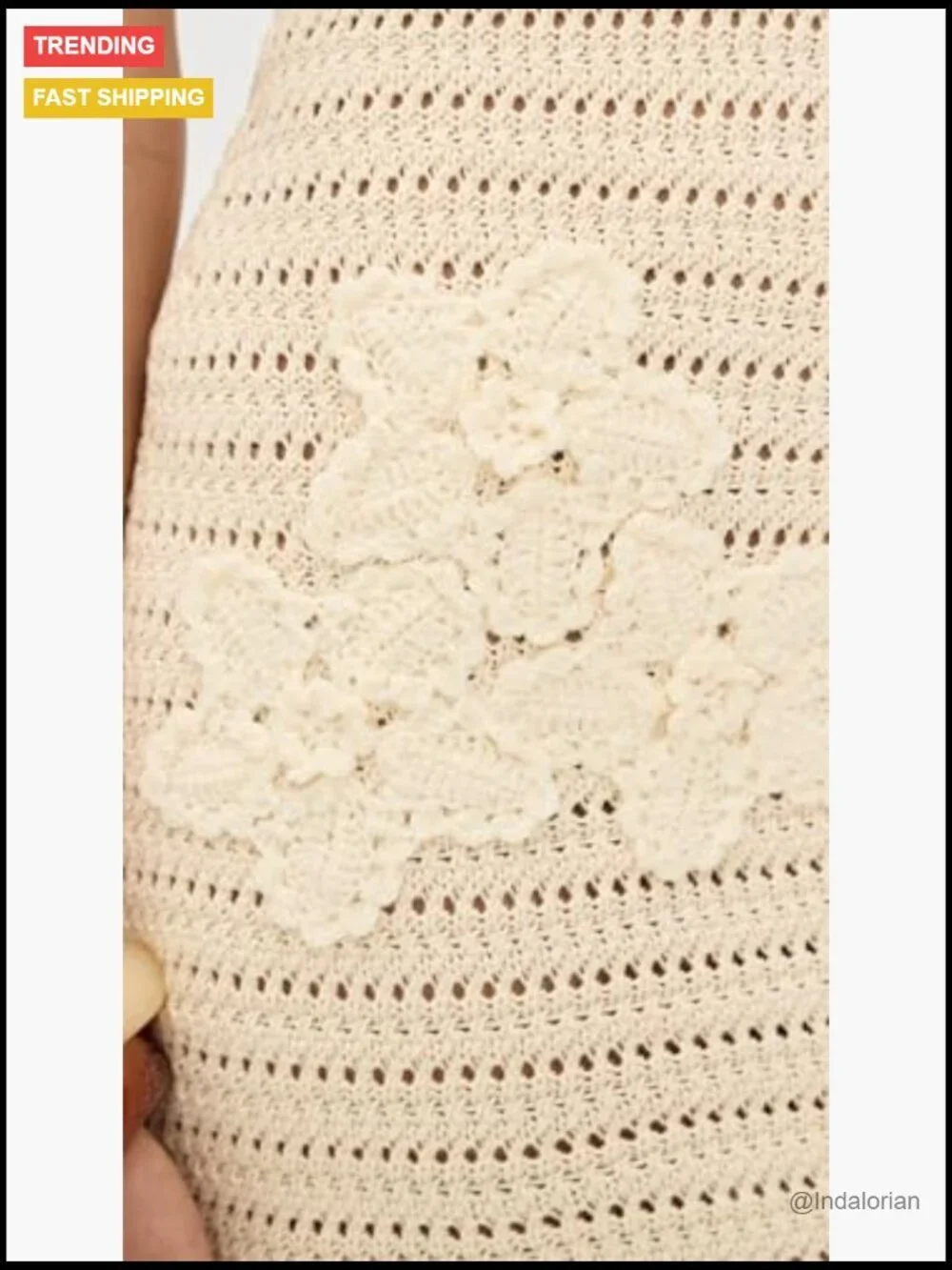 Crochet Mini Dress with 3D Flower Embellishments